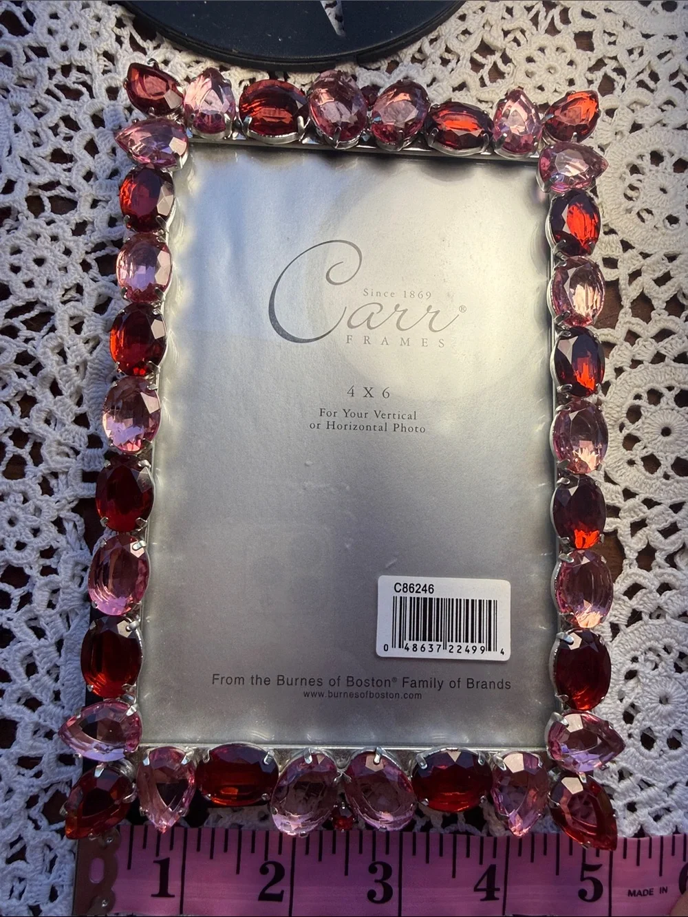 Carr‎ Frames crystals pink garnet red faceted 2002 vintage NEW Condition 4” X 6”